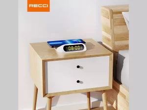 شارژر بی سیم 15 وات و ساعت رومیزی رسی Recci RCW-22 clock wireless fast charging 15W