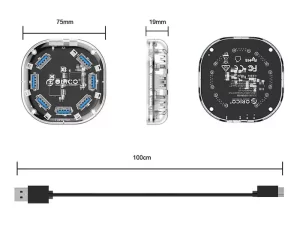 هاب یو اس بی 7 پورت اوریکو Orico 7 Port USB3.0 Transparent HUB H7U-U3