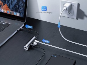 آداپتور هاب چند منظوره جویروم Joyroom USB 3.0*2+HDMI+Type-C S-H113