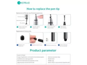 قلم لمسی عمومی سه سر کوتتسی Coteetci three-in-one universal capacitive pen 62001-GY