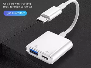 کابل تبدیل او تی جی تایپ سی به یو اس بی و تایپ سی کوتتسی Coteetci USB-C 2in1 OTG 33017