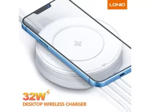 شارژر وایرلس فست شارژ رومیزی 5 کاره 32 وات الدنیو LDNIO AW003 Desktop Wireless Charger 32W