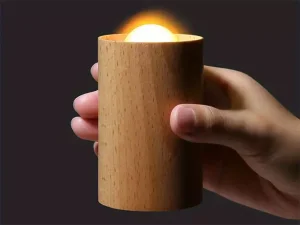 چراغ خواب شارژی طرح شمع چوبی Wood LED Candlelight Simulation Wax Candle Night Light