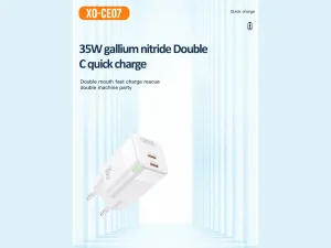 شارژر دیواری دو پورت تایپ سی 35 وات ایکس او XO wall charger CE07 PD 35W 2xUSB-C