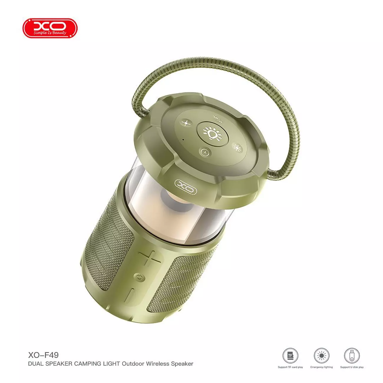 اسپیکر بلوتوثی و چراغ کمپینگ شارژی ایکس او F49XO F49 Outdoor Dual Speaker Camping Light