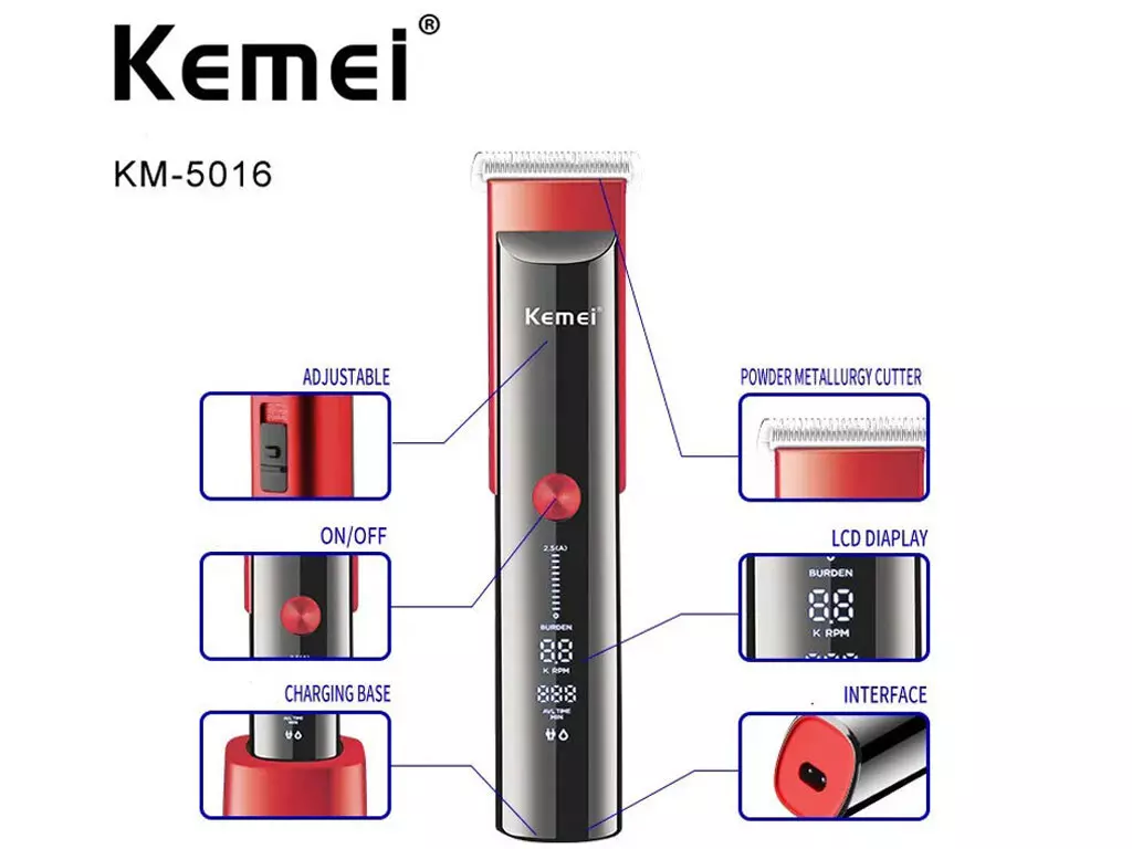 ماشین اصلاح موی سر و بدن شارژی کمی kemei hair trimmer KM-5016