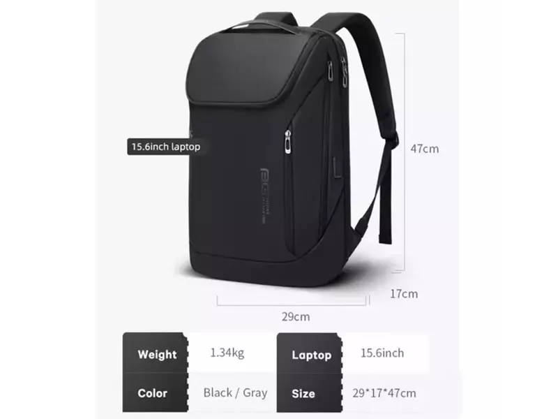 کوله پشتی یو اس بی دار ضد آب لپ تاپ 15.6 اینچ بنج Bange BG-2517 Men Business Backpack