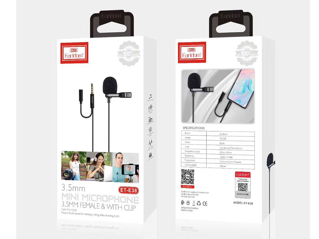 میکروفون 3.5 میلیمتری ارلدام Earldom ET-E38 3.5mm Wired Microphone