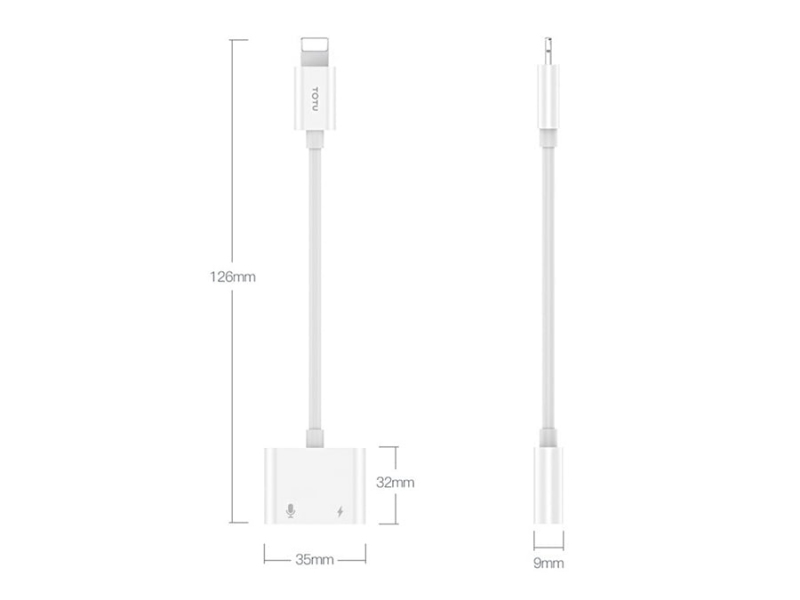 مبدل یک به دو لایتنینگ توتو Totu EAUC-25 Lightning to Lightning+3.5mm Convertor