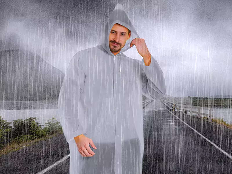 پانچو بارانی ضدآب شفاف با قابلیت استفاده مجدد Reusable EVA Rain Poncho