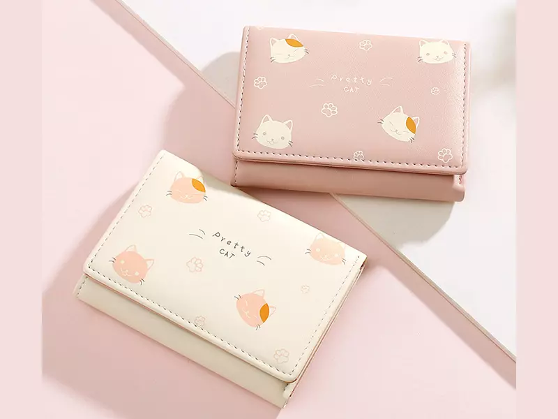 کیف پول دخترانه کوچک Taomicmic Y8303 Cat Print Short Wallet