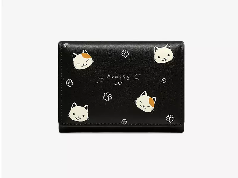 کیف پول دخترانه کوچک Taomicmic Y8303 Cat Print Short Wallet