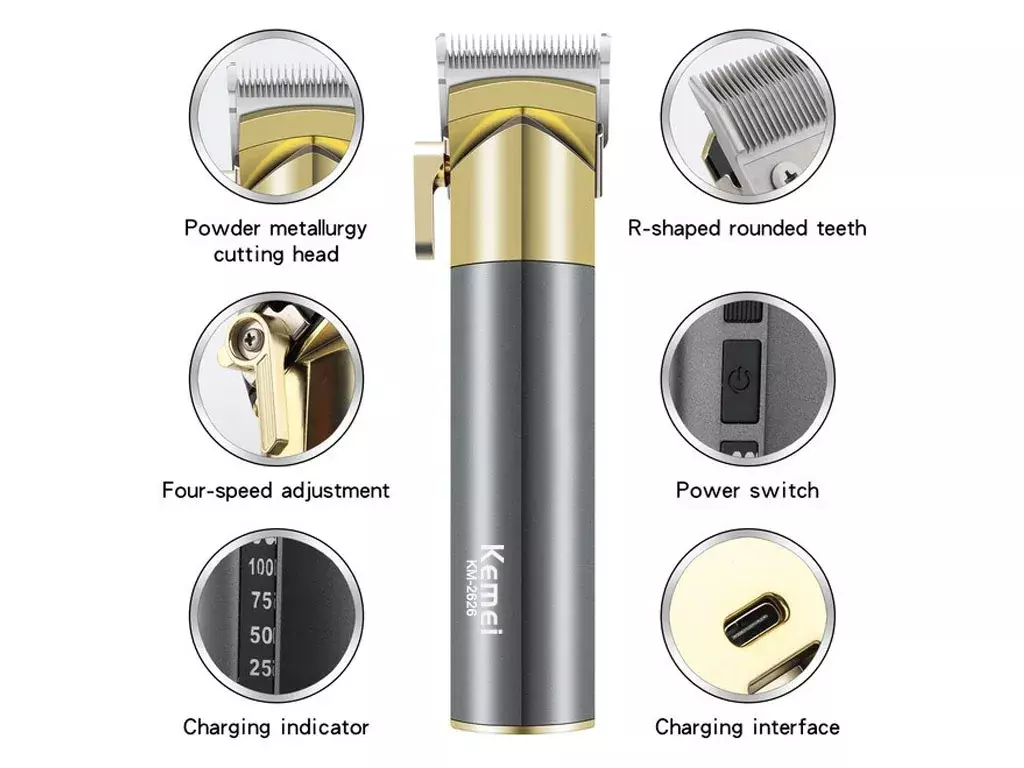 ماشین اصلاح موی سر و صورت شارژی کمی Kemei Rechargeable Professional Electric Hair Trimmer KM-2626