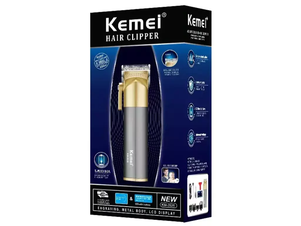 ماشین اصلاح موی سر و صورت شارژی کمی Kemei Rechargeable Professional Electric Hair Trimmer KM-2626