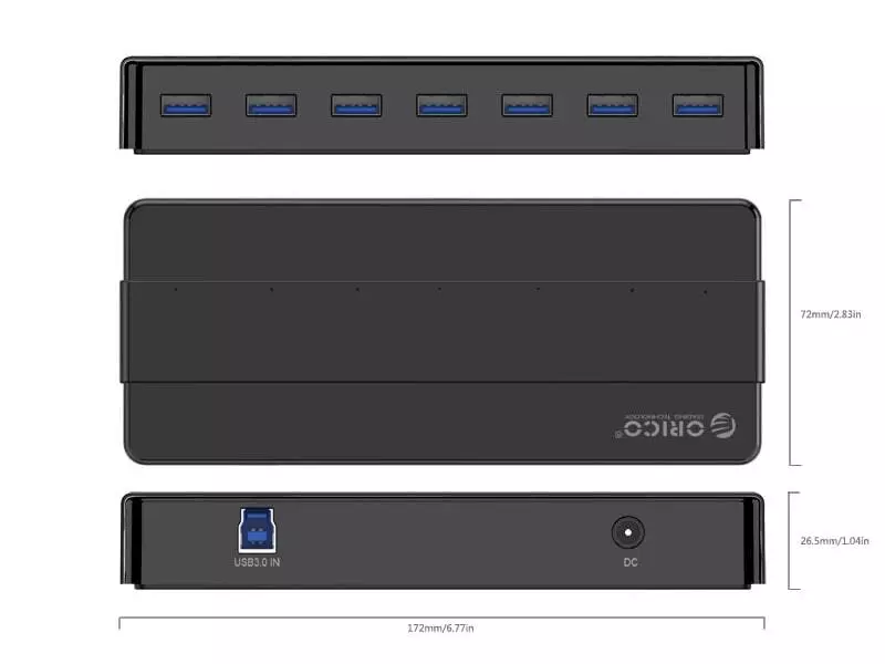 هاب 7 پورت اوریکو ORICO H7928-U3-V1 7 Port USB3.0 Desktop HUB