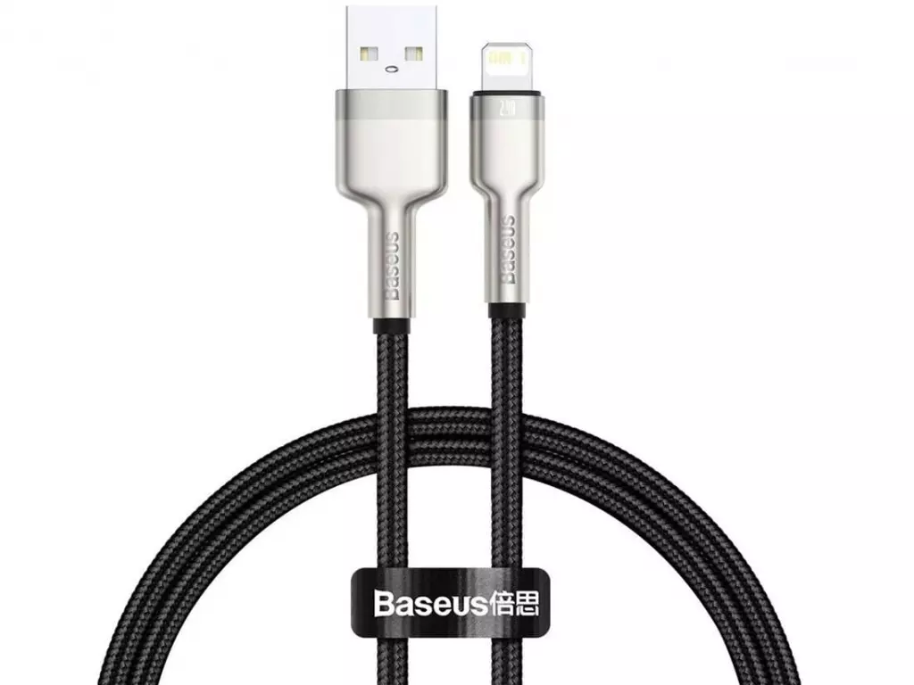 کابل داده و شارژ سریع یو‌اس‌بی به لایتنینگ 25 سانتی‌متری بیسوس Baseus Cafule Series Metal Data Cable USB to IP 2.4A CALJK-01