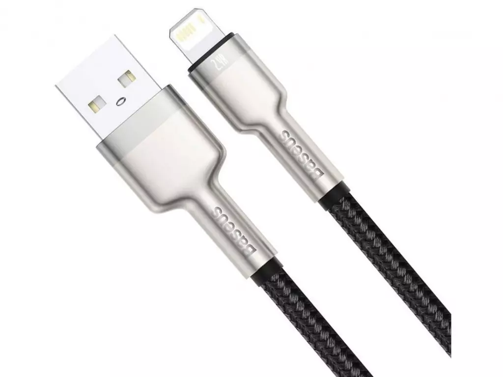 کابل داده و شارژ سریع یو‌اس‌بی به لایتنینگ 25 سانتی‌متری بیسوس Baseus Cafule Series Metal Data Cable USB to IP 2.4A CALJK-01