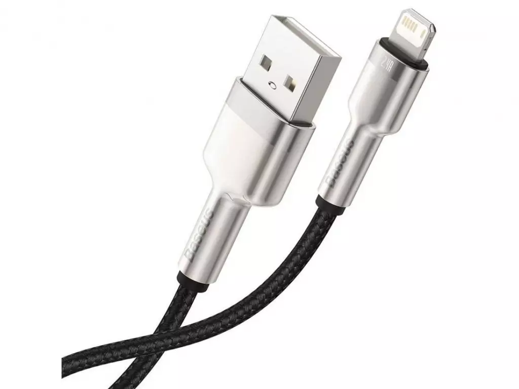 کابل داده و شارژ سریع یو‌اس‌بی به لایتنینگ 25 سانتی‌متری بیسوس Baseus Cafule Series Metal Data Cable USB to IP 2.4A CALJK-01