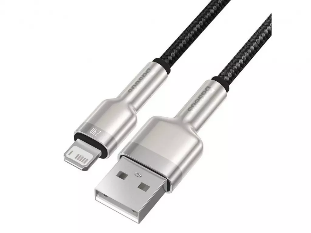 کابل داده و شارژ سریع یو‌اس‌بی به لایتنینگ 25 سانتی‌متری بیسوس Baseus Cafule Series Metal Data Cable USB to IP 2.4A CALJK-01