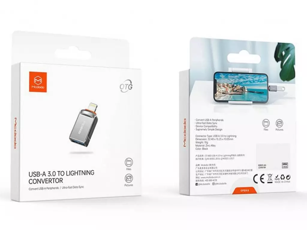 مبدل اوتی‌جی آیفون یواس‌بی به لایتنینگ مک‌دودو MCDODO OTG USB-A 3.0 To Lightning Mini OTG Adapter OT-8600