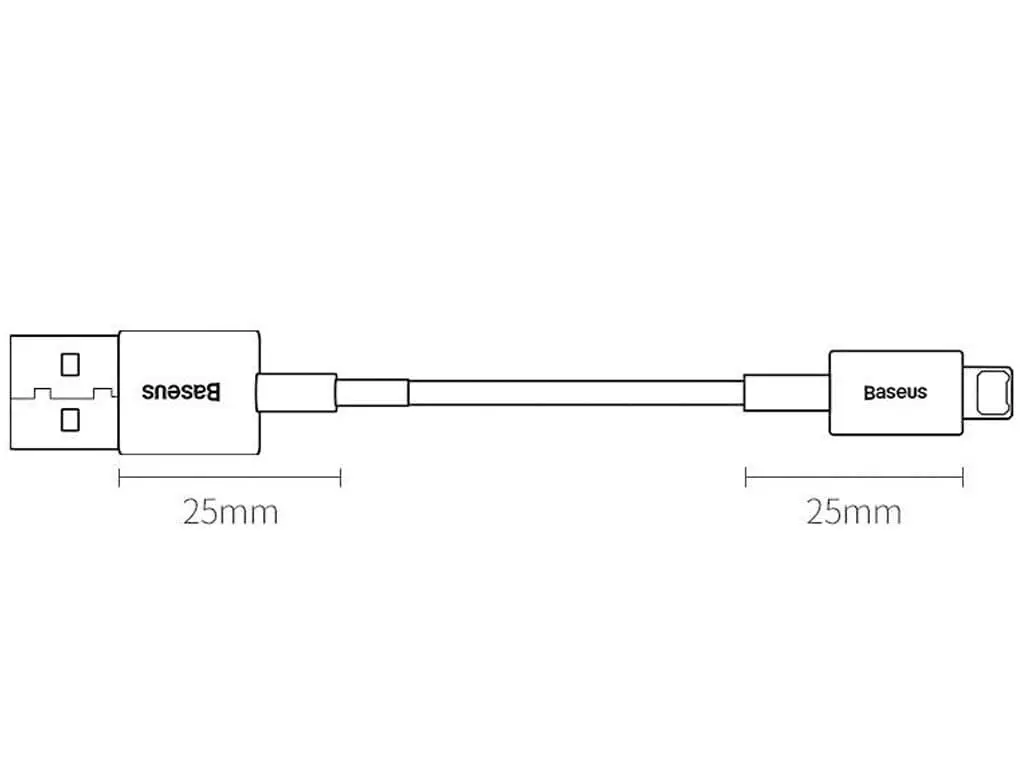 کابل فست شارژ پاوربانکی لایتنینگ به یواس‌بی 25 سانتی‌متری بیسوس Baseus Superior Cable USB to Lightning 2.4A CALYS-02