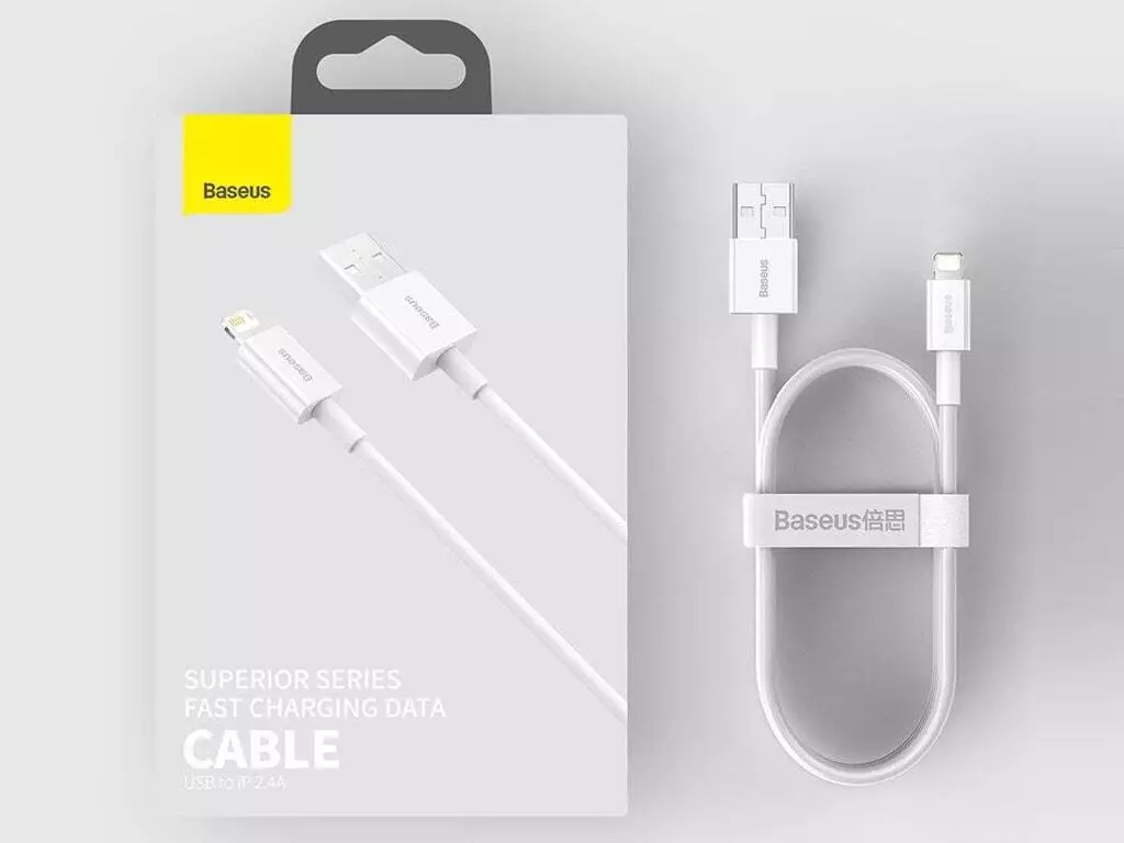 کابل فست شارژ پاوربانکی لایتنینگ به یواس‌بی 25 سانتی‌متری بیسوس Baseus Superior Cable USB to Lightning 2.4A CALYS-02