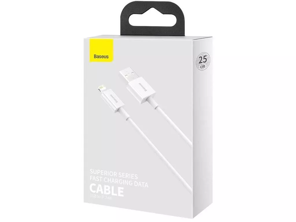 کابل فست شارژ پاوربانکی لایتنینگ به یواس‌بی 25 سانتی‌متری بیسوس Baseus Superior Cable USB to Lightning 2.4A CALYS-02