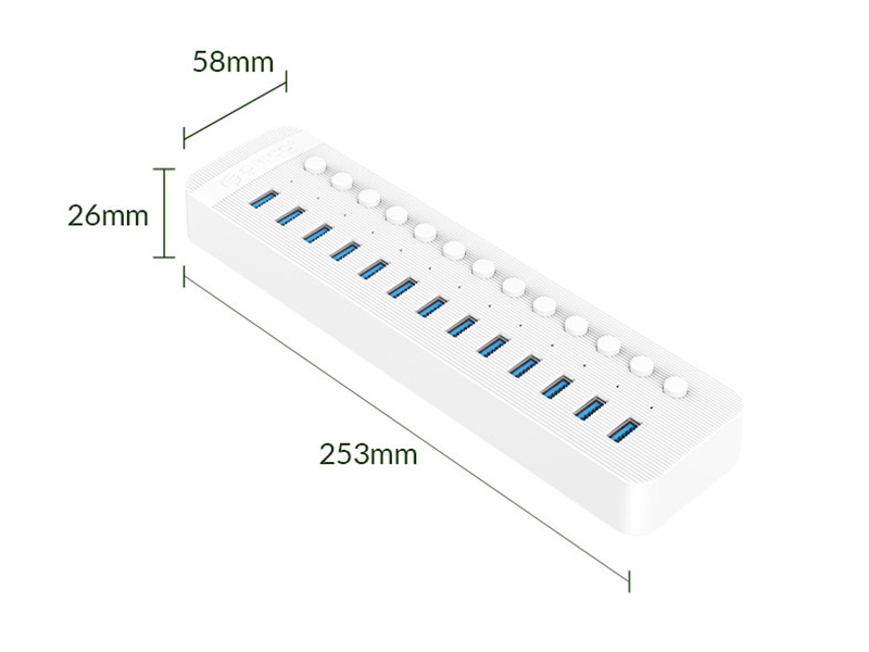 هاب پرسرعت 13 پورت اوریکو ORICO CT2U3-13AB Multi-Port Hub With Individual Switches USB3