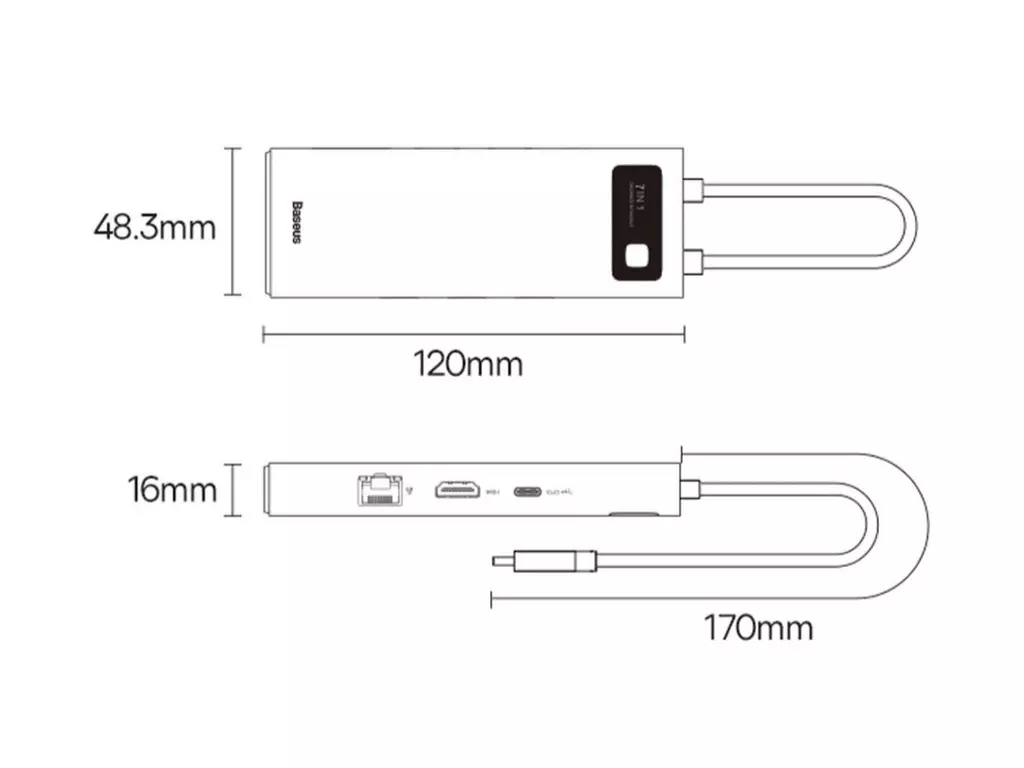 هاب تایپ‌سی 7 پورت بیسوس Baseus WKWG040013 7-in-1 Multifunctional Type-C HUB