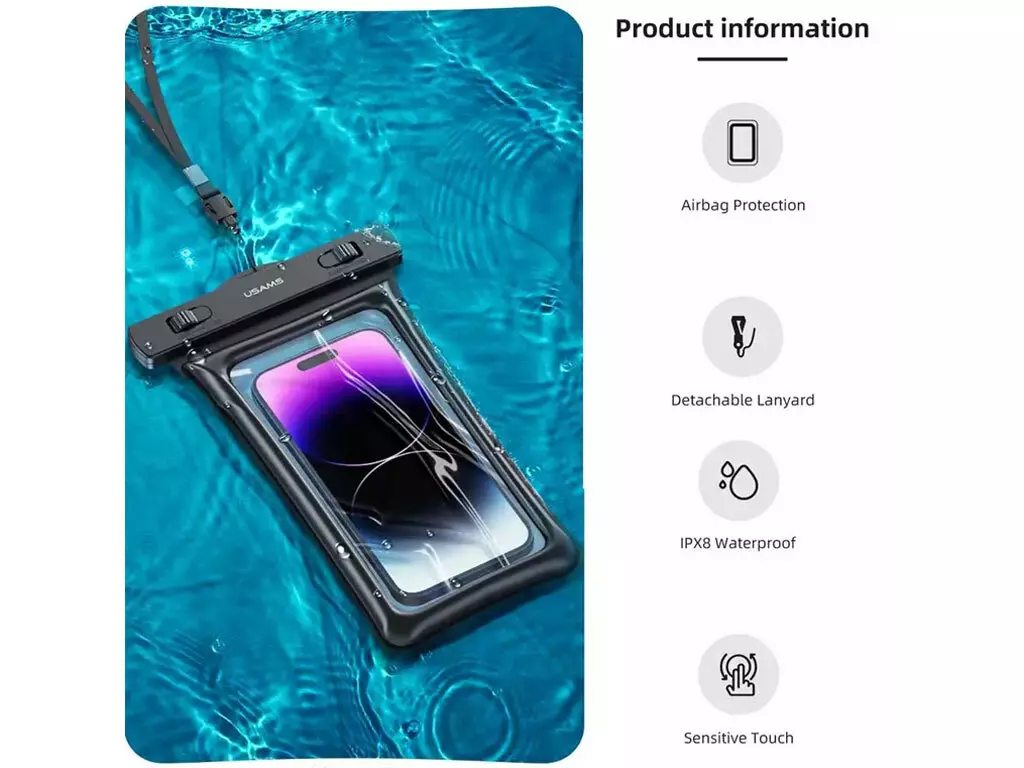 کیف ضدآب گوشی موبایل تا 7 اینچ یوسامز USAMS YD011 7 inch Waterproof Bag