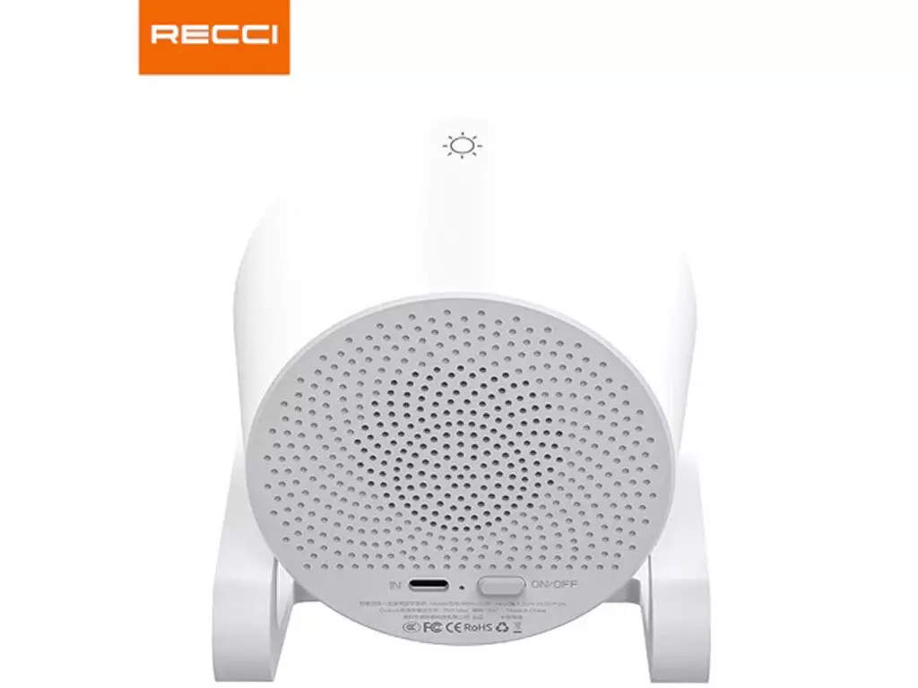 شارژر بی سیم 15 واتی و اسپیکر بلوتوثی رومیزی 4کاره رسی RECCI RSK-W28 15W Wireless Charger with Speaker