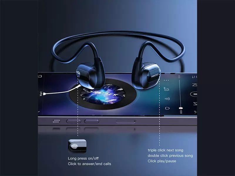 هندزفری گردنی بلوتوثی 5.2 رسی RECCI REP_W63 AIR CONDUCTION BLUETOOTH EARPHONE