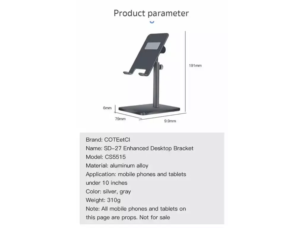 هولدر موبایل و تبلت رومیزی کوتتسی Coteetci Metal Desktop Stand CS5515 SD-27