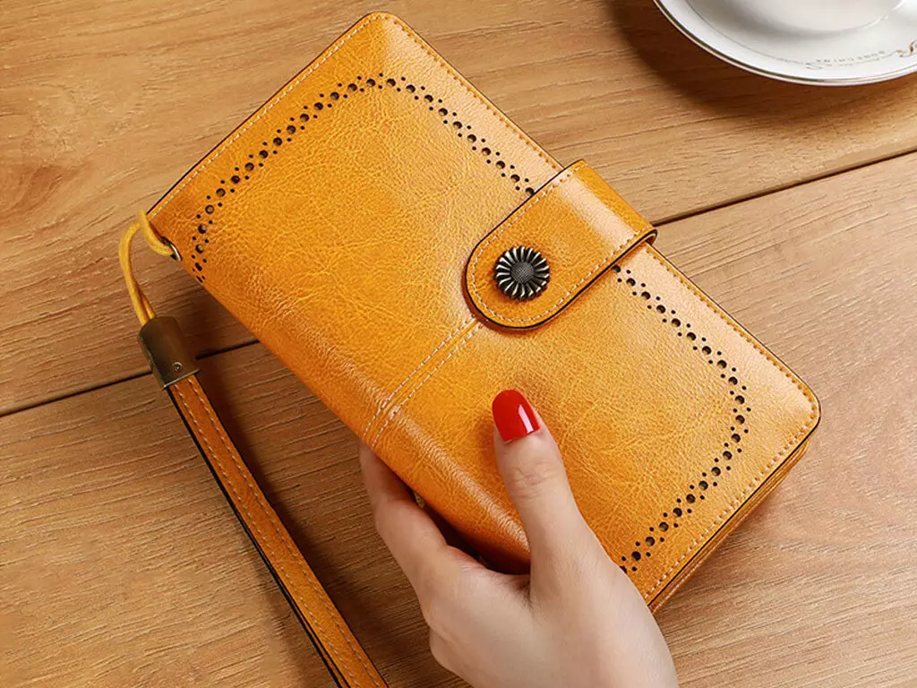 کیف پول چرمی زنانه IOS/Aiguoshi leather Wallet women&#39;s new 2046