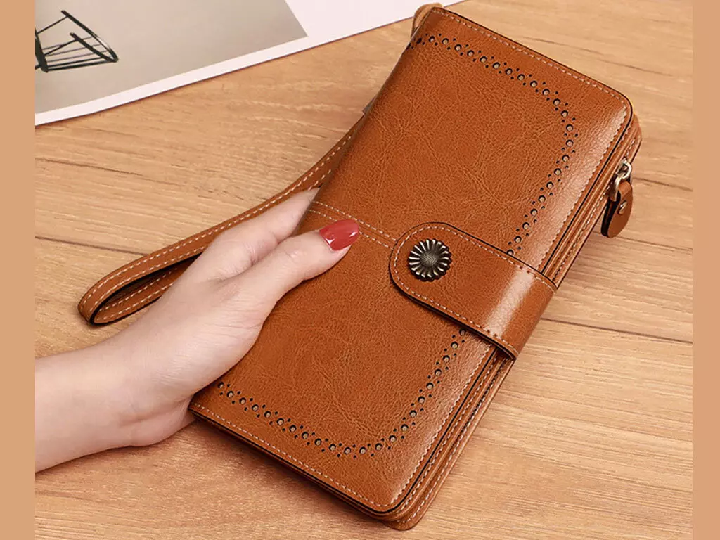 کیف پول چرمی زنانه IOS/Aiguoshi leather Wallet women&#39;s new 2046