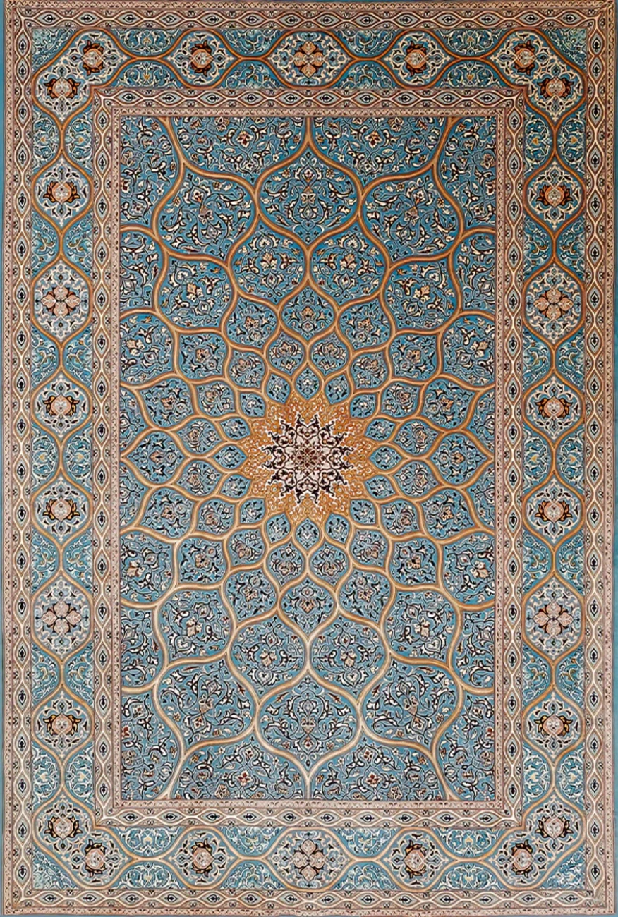 فرش ابریشم ماشینی مدرن و سنتی مناسب حال و پذیرایی برند وارکالا کد ABRISHAMSM 1312