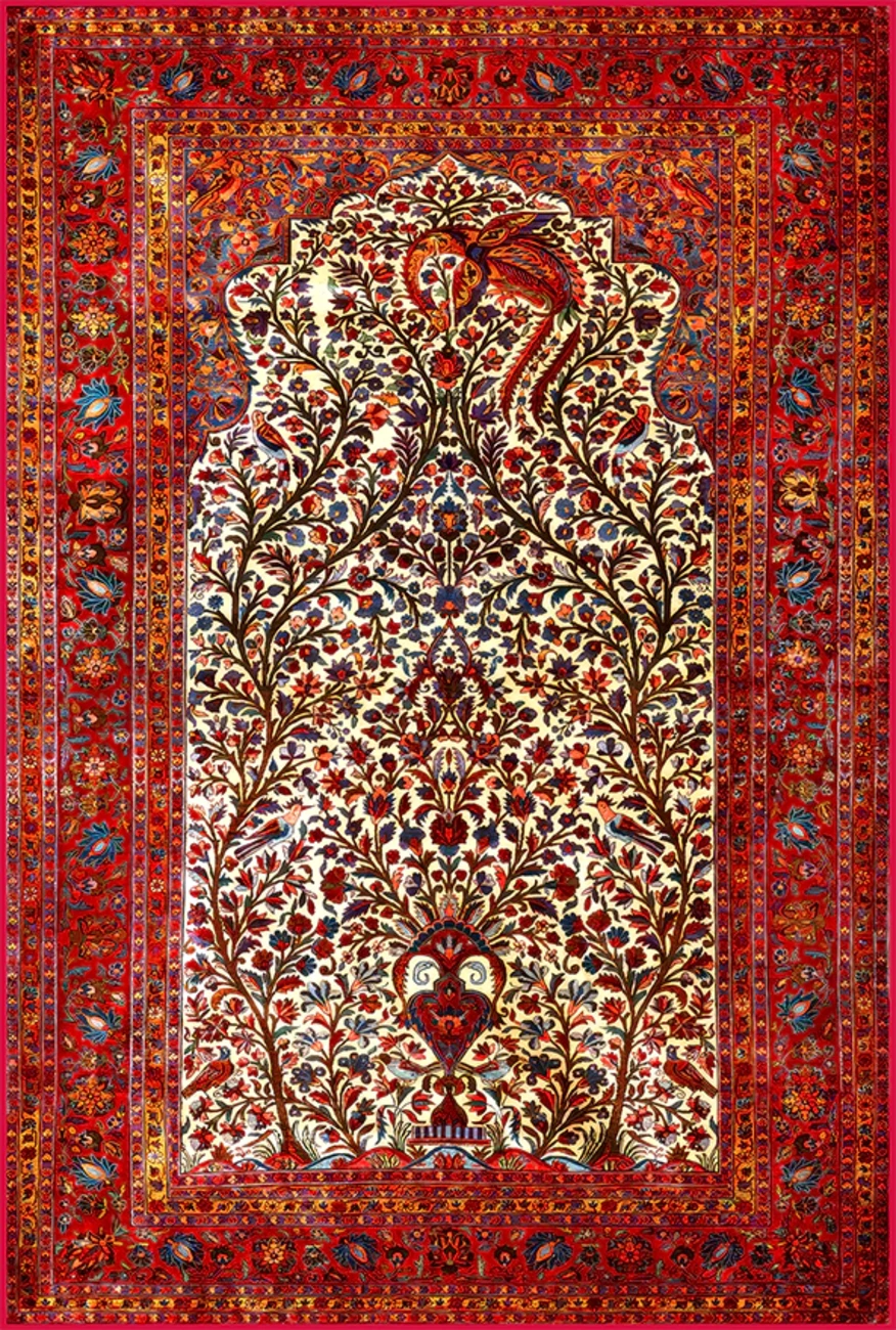 فرش ابریشم ماشینی مدرن و سنتی مناسب حال و پذیرایی برند وارکالا کد ABRISHAMSM 1301