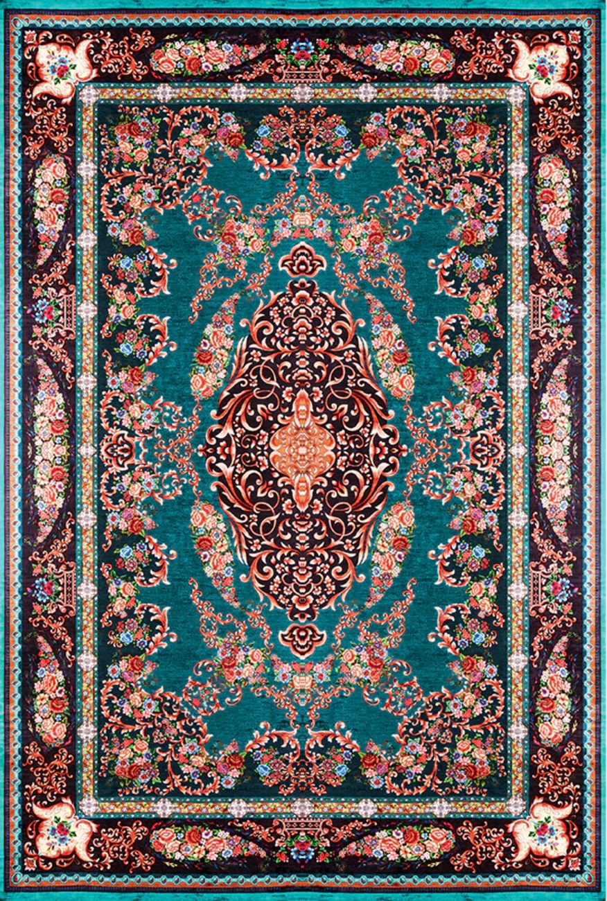 فرش ابریشم ماشینی مدرن و سنتی مناسب حال و پذیرایی برند وارکالا کد ABRISHAM SM 674