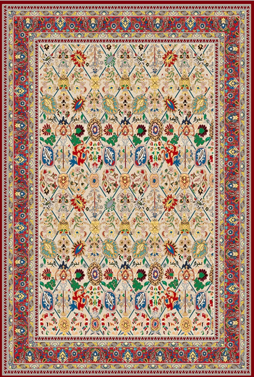 فرش ابریشم ماشینی مدرن و سنتی مناسب حال و پذیرایی برند وارکالا کد ABRISHAM SM 655