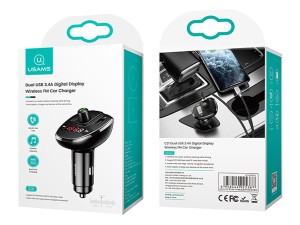 شارژر فندکی یو اس بی و اف ام پلیر خودرو یوسامز USAMS US-CC115 3.4A Wireless FM Transmitter Car Charger