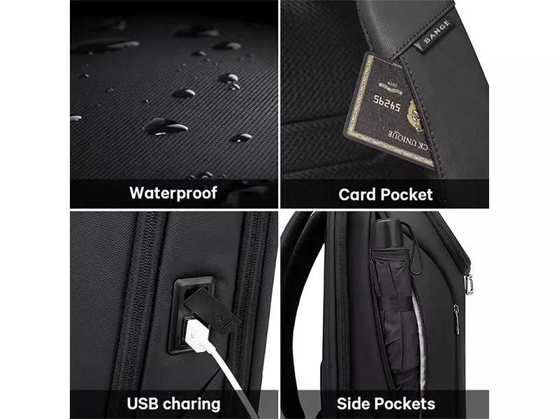 کوله پشتی یو اس بی دار ضد آب لپ تاپ 15.6 اینچ بنج Bange BG-2517 Men Business Backpack