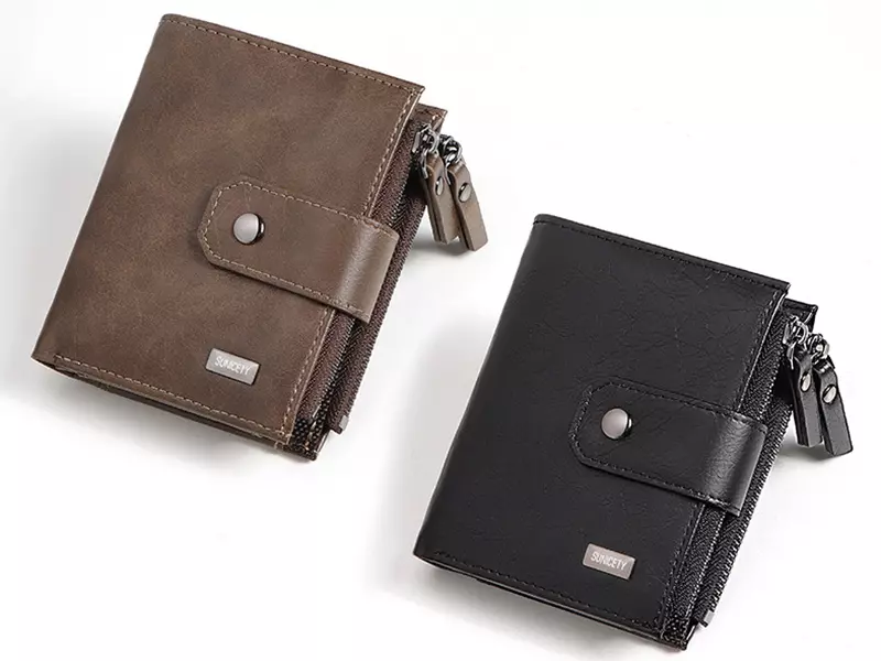 کیف پول و جاکارتی مردانه کوچک سانی ستی SUNICETY S3038 leather thin short men's wallet zipper wallet