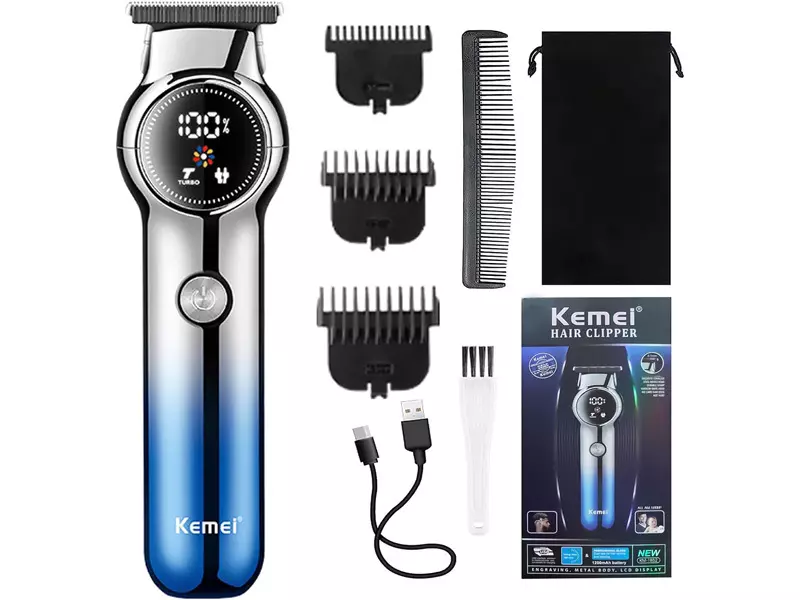 دستگاه اصلاح موی سر و بدن شارژی کمی Kemei Electric Hair Clipper With LCD Hair Remover KM-1852