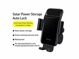 نگهدارنده موبایل دوچرخه و موتور سیکلت بیسوس Baseus Smart Solar Power Wireless Holder SUZG010001