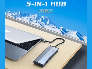 هاب آداپتور تایپ سی اوریکو ORICO 5SXH-GY Type-C five-in-one multifunctional dock