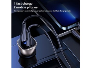 شارژر فندکی فست شارژ یواس‌بی یوسامز USAMS US-CC154-1 C29 45W Fast Charging Car Charger