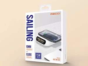 شارژر بی سیم 15 وات و ساعت رومیزی رسی Recci RCW-22 clock wireless fast charging 15W