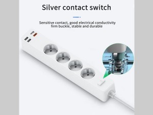 چند راهی برق 4 سوکت و 3 یو اس بی و 1 تایپ سی ویوو WiWU U01 Power Strip Socket With 4 AC 3 USB 20W PD