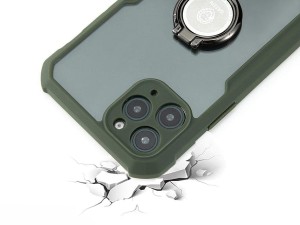 قاب محافظ حلقه دار آیفون 11 پرو گرین Green Stylishly Tough iphone 11 Pro Shockproof Finger Ring Case