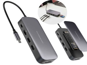 هاب تایپ سی و حاظه اس اس دی 512 گیگابایت پاورولوژی Powerology 512GB USB-C Hub &amp; SSD Drive All-in-one PWSDHB